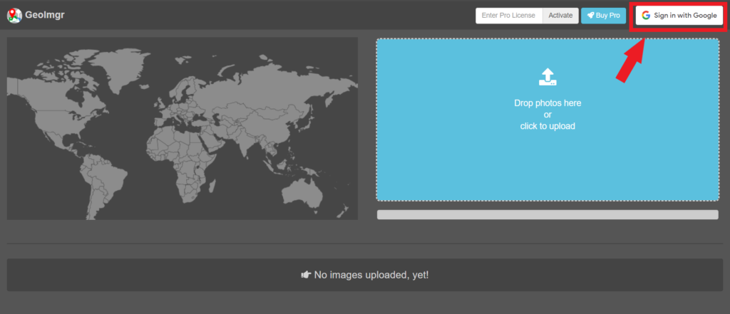 interface of the geotagging tool