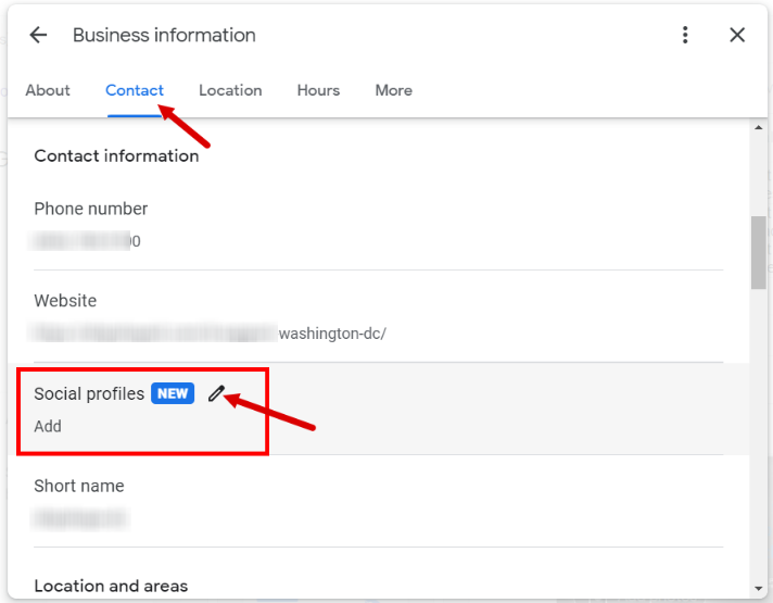 Google Business Profile add social media accounts