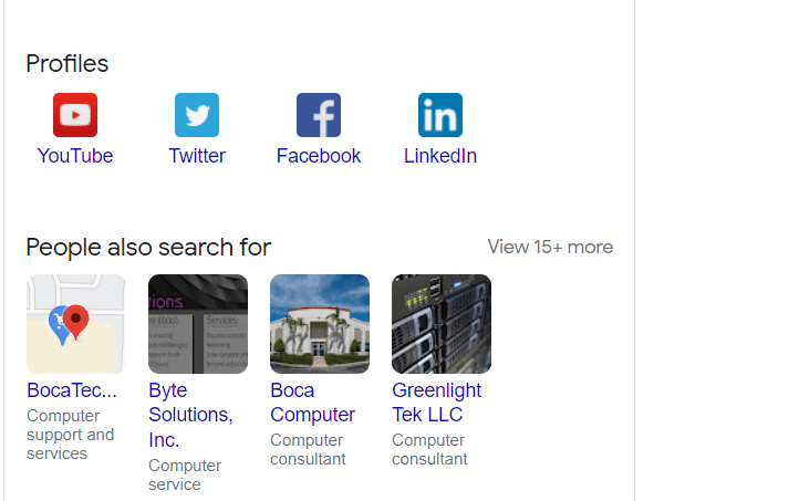 Preview of Social media accounts on Google business profile