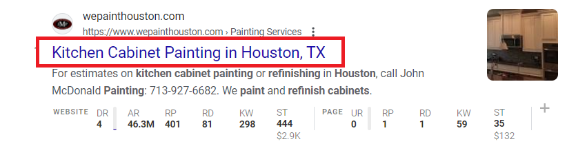 Meta title example for painting services